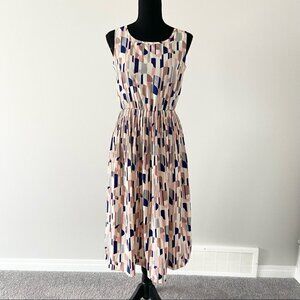 Ciros Korean Made  Breezy Geometric Sleeveless Pleated MIDI Dress
